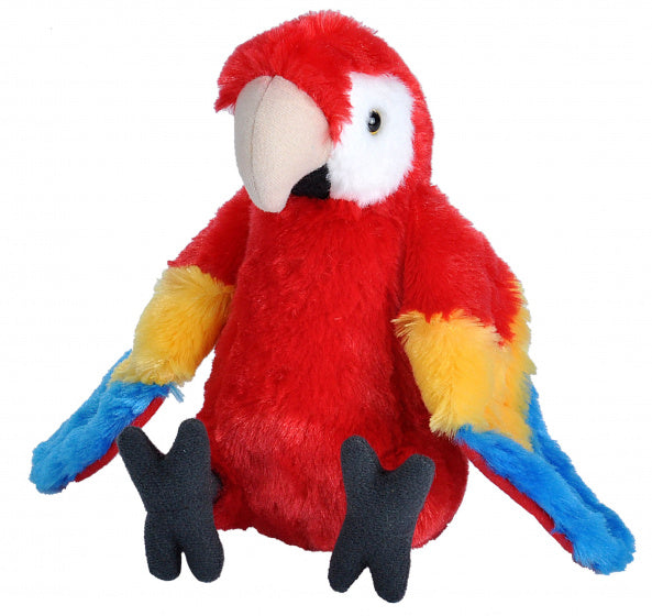 knuffel geelvleugelara junior 20 cm pluche rood