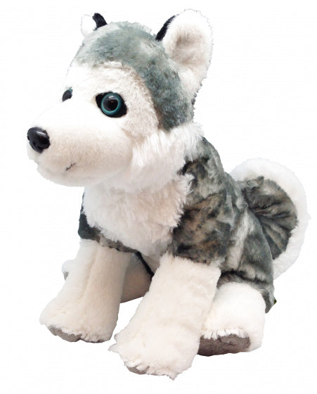 knuffel husky junior 30 cm pluche wit/grijs