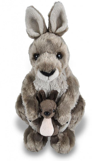 knuffel kangoeroe junior 30 cm pluche grijs/bruin