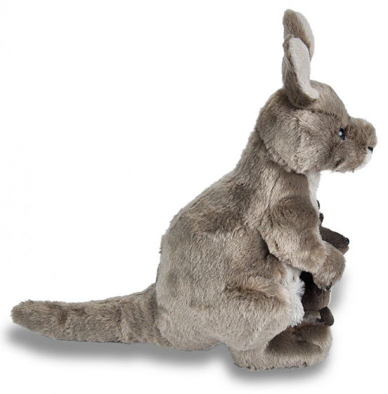 knuffel kangoeroe junior 30 cm pluche grijs/bruin