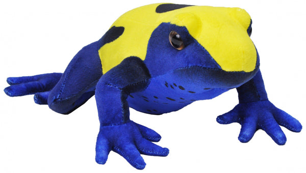 knuffel kikker junior 38 cm pluche blauw/geel/zwart