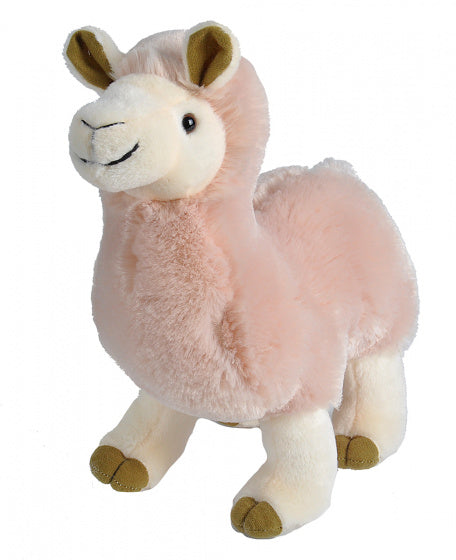 knuffel lama junior 38 cm pluche roze/beige/groen