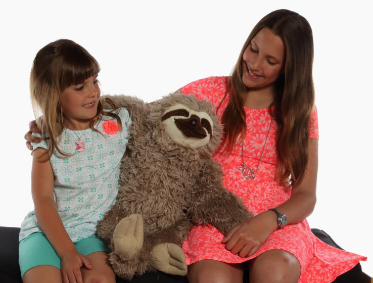 knuffel luiaard junior 76 cm pluche grijs/beige