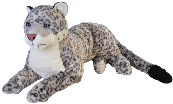 knuffel luipaard junior 76 cm pluche wit/grijs