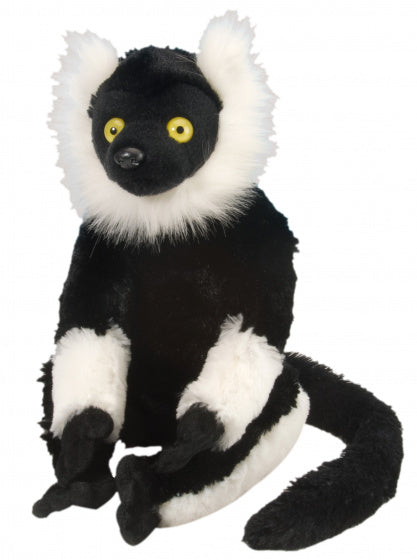 knuffel maki junior 30 cm pluche zwart/wit