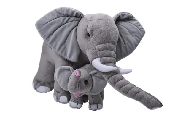 knuffel Olifant 40 cm junior pluche grijs 2-delig