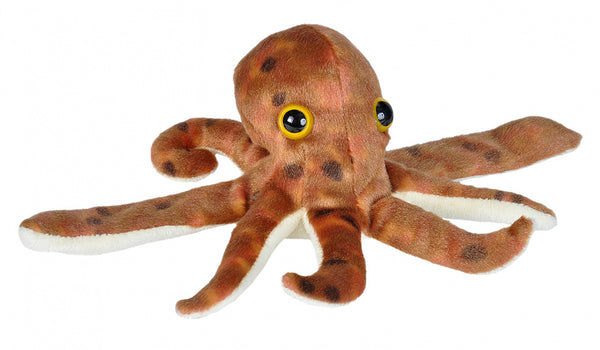 knuffel octopus junior 20 cm pluche bruin/wit
