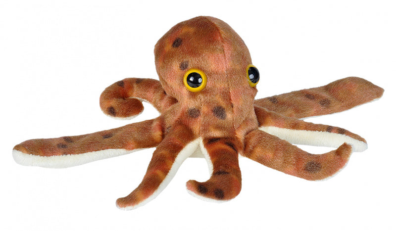 knuffel octopus junior 20 cm pluche bruin/wit