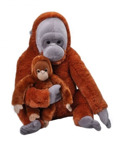 knuffel Orang-oetan junior 76 cm pluche oranje 2-delig