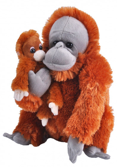knuffel orang-oetan 30,5 cm pluche bruin 2-delig