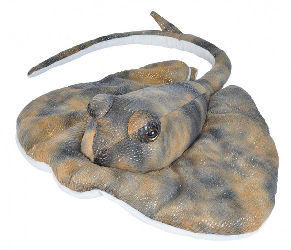 knuffel pijlstaartrog junior 38 cm pluche grijs