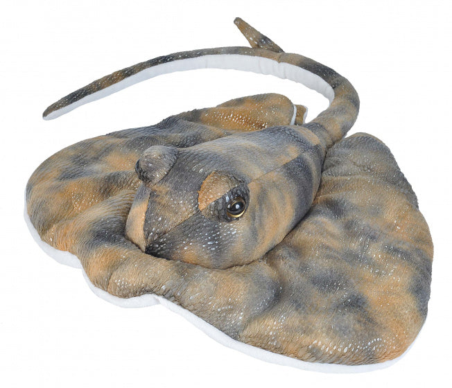 knuffel pijlstaartrog junior 38 cm pluche grijs