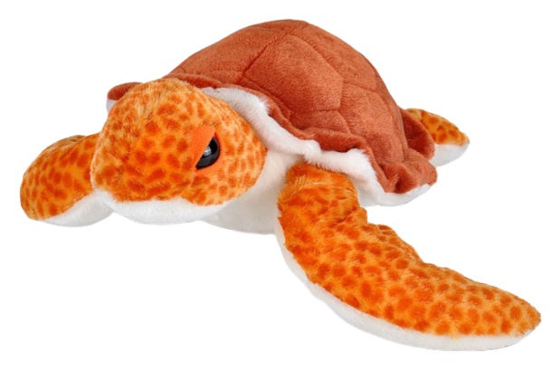 knuffel schildpad junior 38 cm pluche oranje/wit