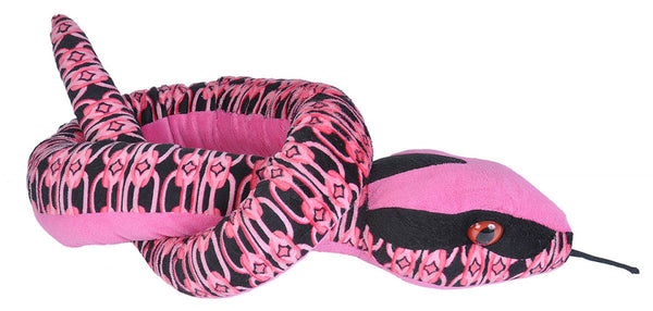 knuffel slang junior 137 cm pluche roze/zwart