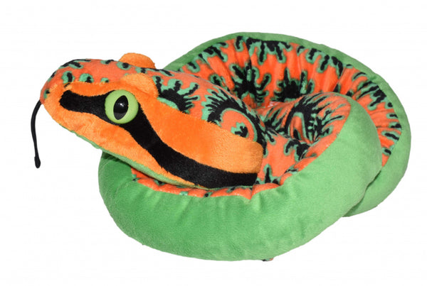 knuffel slang junior 137 cm pluche oranje/groen