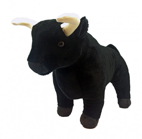 knuffel stier junior 30 cm pluche zwart