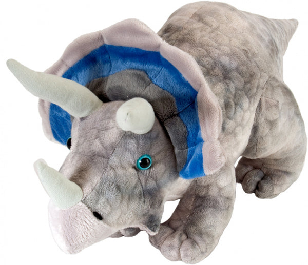knuffel Triceratops 25 cm pluche grijs/blauw