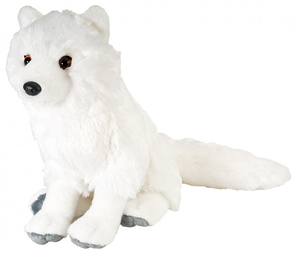 knuffel vos junior 30 cm pluche wit/grijs