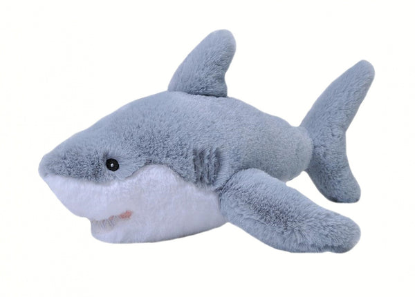 knuffel witte haai Ecokins junior 30 cm pluche wit/grijs