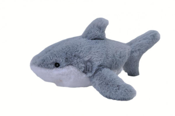 knuffel witte haai Ecokins Mini junior 20 cm pluche wit/blauw