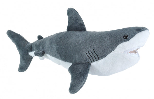 knuffel witte haai junior 38 cm pluche wit/grijs