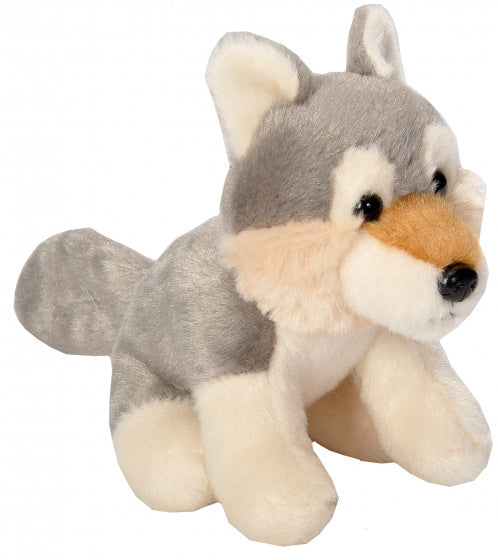 knuffel wolf junior 13 cm pluche grijs/crème