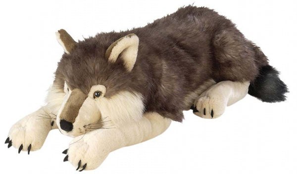 knuffel wolf junior 76 cm pluche beige/bruin