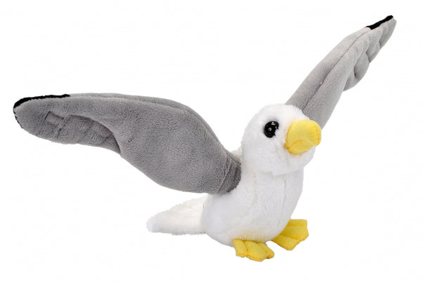 knuffel Zeemeeuw junior 32 cm pluche wit/grijs