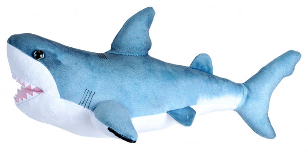 knuffel witte haai junior 30 cm pluche blauw/wit