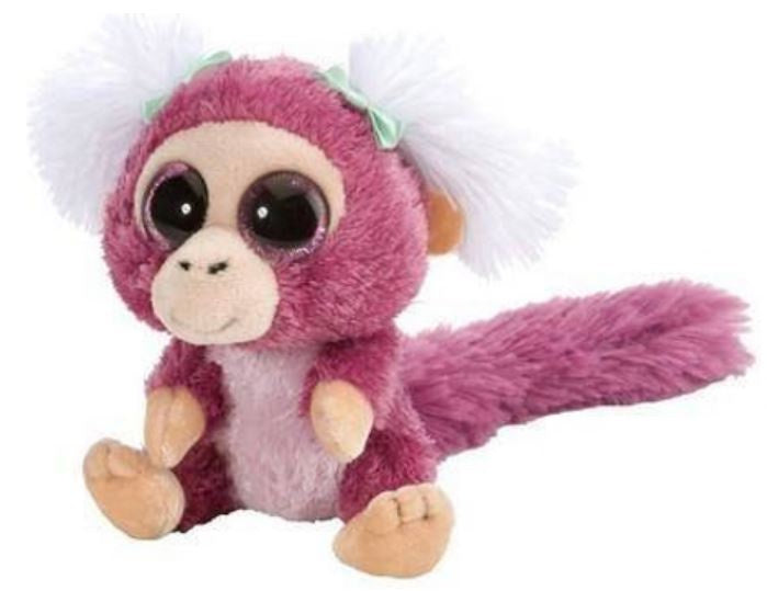 knuffelaap junior 13 cm pluche roze/bruin/wit