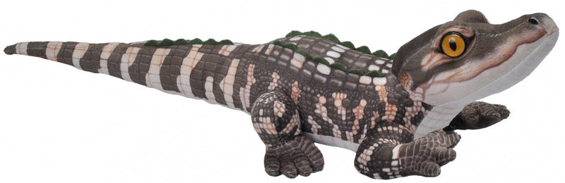 knuffelalligator junior 30 cm pluche bruin/wit