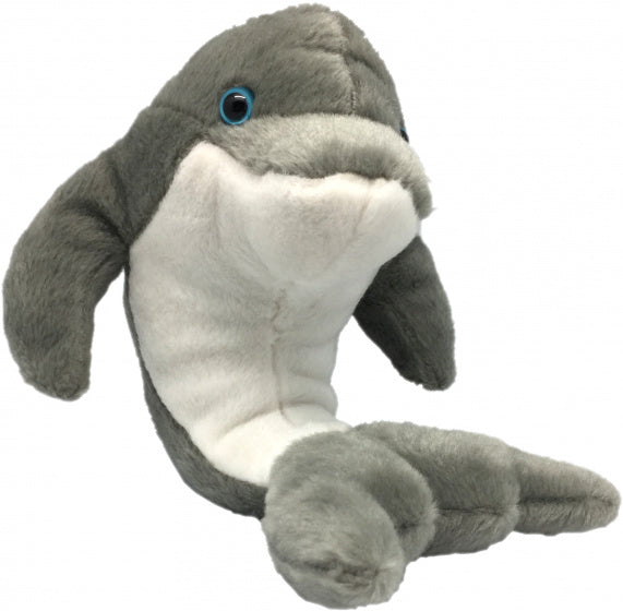 knuffeldolfijn junior 25 cm pluche grijs/wit