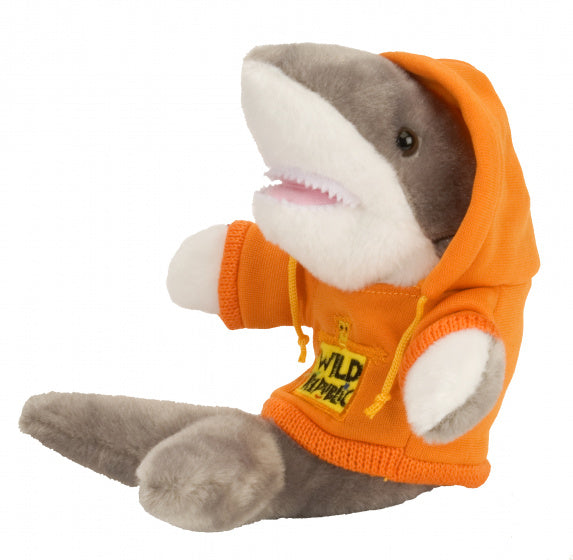 knuffelhaai junior 20 cm pluche grijs/oranje