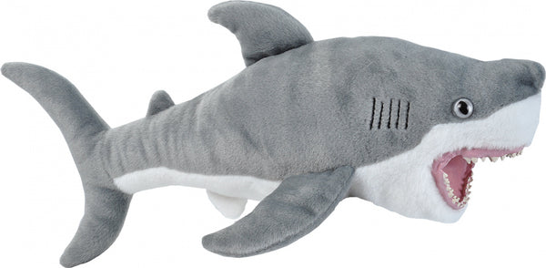 knuffelhaai junior 42 x 21 cm pluche grijs/wit