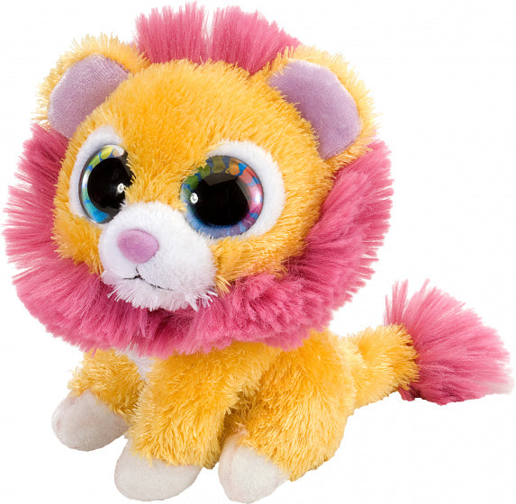 knuffelleeuw junior 13 x 10 cm pluche oranje/roze