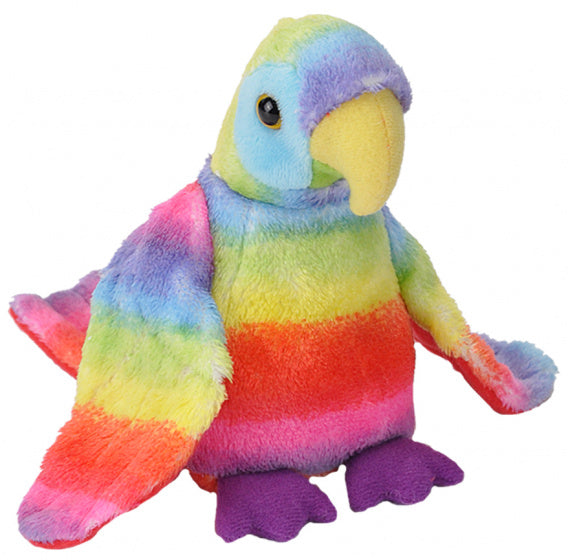 knuffelpapegaai Pocketkins regenboog 17 cm pluche