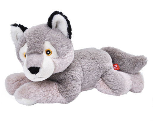 knuffelwolf Ekokins 36 x 24 cm pluche lichtgrijs