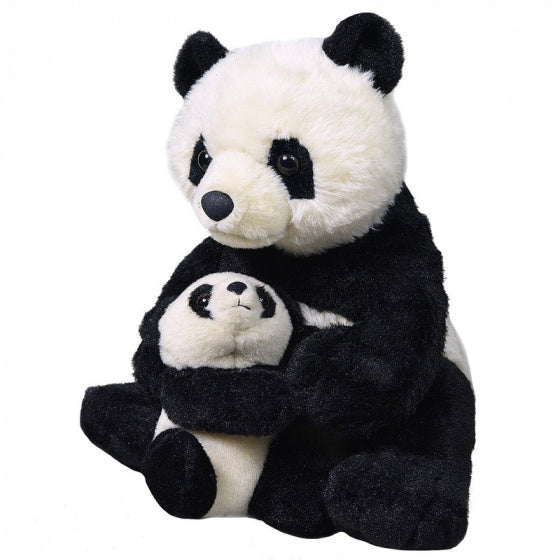 knuffel Panda 30 cm junior pluche zwart/wit 2-delig