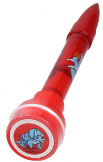 pen met stempel triceratops junior 12,7 cm rood