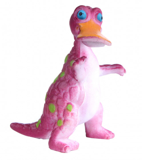 speelfiguur Vogelosaurus 5 cm rubber roze/groen