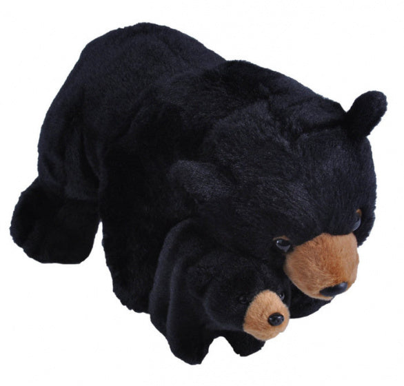 knuffel Beer 30 cm junior pluche zwart 2-delig