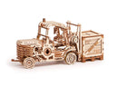 model heftruck met spaarpot hout 31,5 x 11,5 cm
