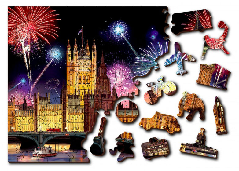 legpuzzel London by night 52 cm hout 600 stukjes