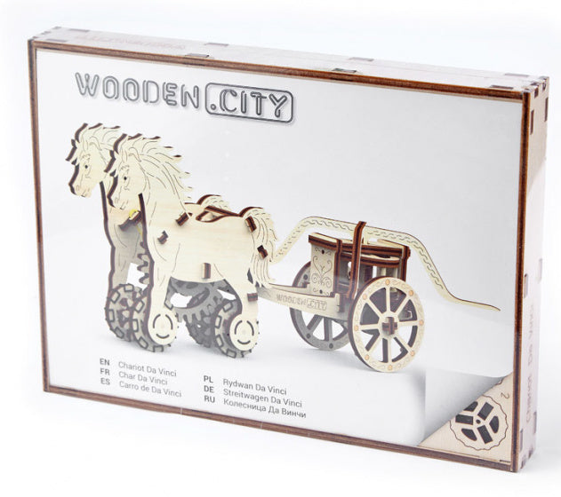 modelbouwset Chariot Da Vinci 22 cm hout 74-delig