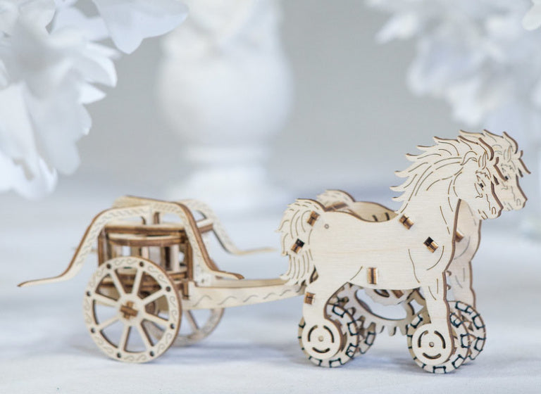 modelbouwset Chariot Da Vinci 22 cm hout 74-delig