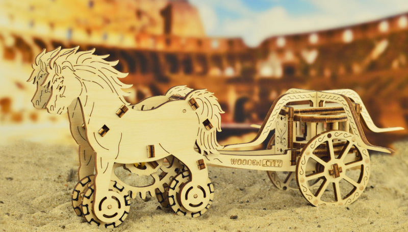 modelbouwset Chariot Da Vinci 22 cm hout 74-delig