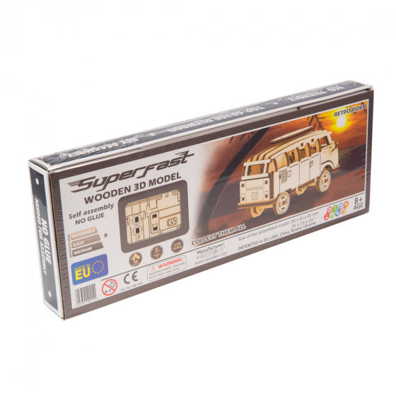 modelbouwset minibus Superfast 8,5 cm hout naturel
