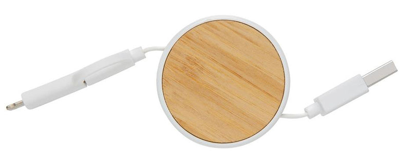 oplaadkabel Ontario 3-in-1 5 cm ABS wit/naturel