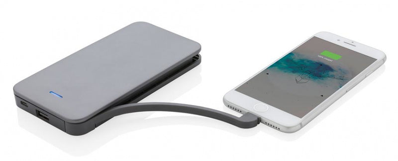 powerbank 10.000 mAh 14 x 7,3 cm alu zilver