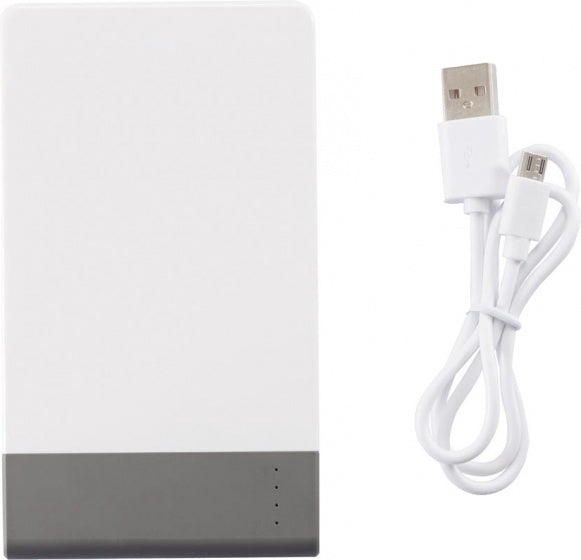 powerbank 4600 mAh 12,5 x 7 cm ABS wit/grijs